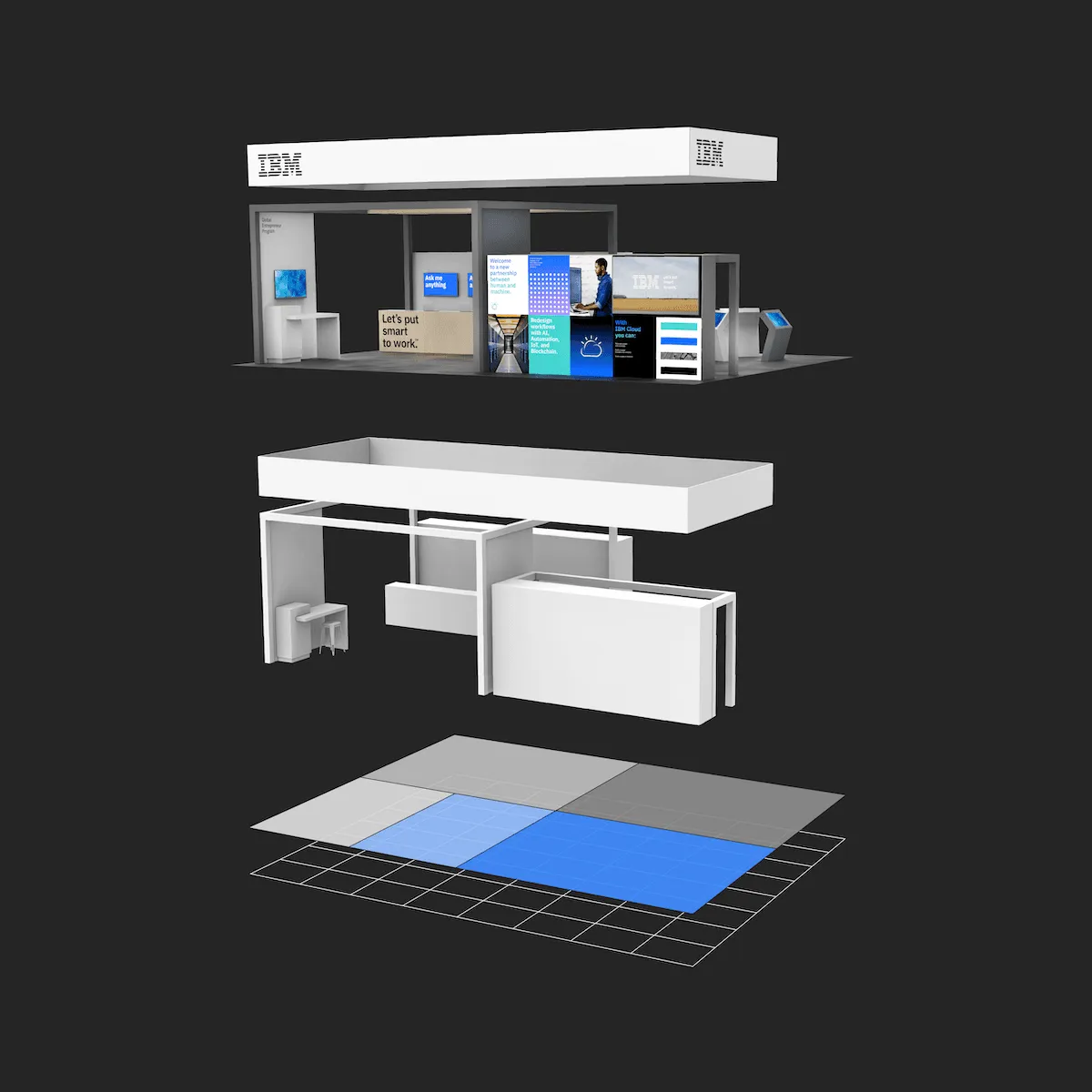 Same grid applied in both physical and digital designs